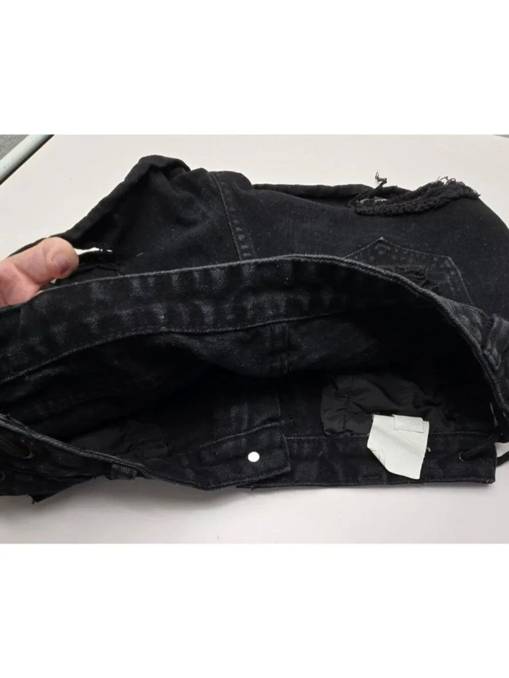 Black Distressed Denim Shorts With Lace-Up Sides And Frayed Hem Hot Pants JJ4380